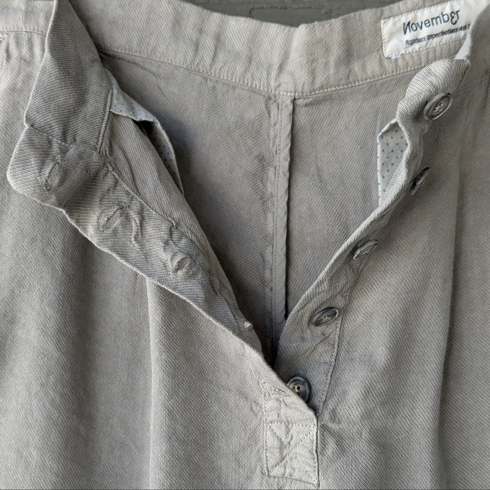 November 11 Taupe Khaki Linen Cupro Drop Crotch Bermuda Shorts Size Small - Picture 5 of 9